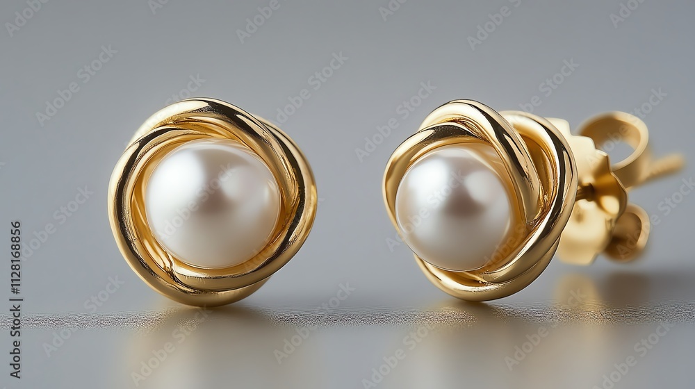 Elegant pearl earrings with golden design. Elegant pearl earrings with golden design.