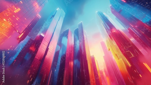 Vibrant Cityscape: A Futuristic Metropolis at Dawn