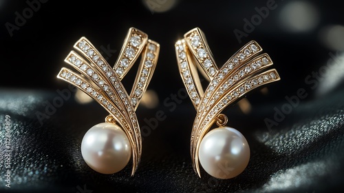 Elegant pearl earrings with gold accents.