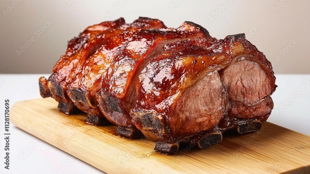 Grilled Meat Dish Served on Wooden Board with Copy Space for Recipes or Menus Grilled Meat Dish Served on Wooden Board with Copy Space for Recipes or Menus