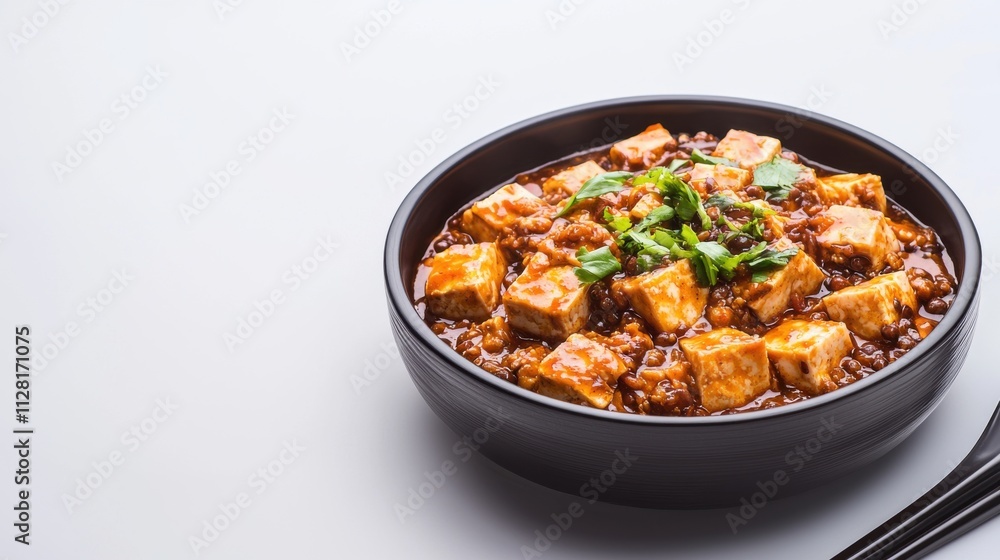 Authentic Sichuan Style Mapo Tofu Dish with Spicy Chili Oil and Green Onions Authentic Sichuan Style Mapo Tofu Dish with Spicy Chili Oil and Green Onions