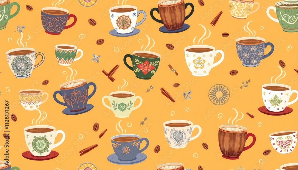set of cups or seamless background with coffee cups or icon set glass coffee. set of cups or seamless background with coffee cups or icon set glass coffee.