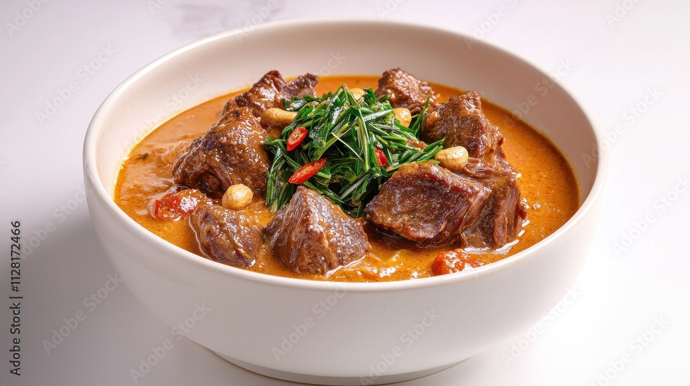 Hearty Beef Stew with Vegetables Served in a White Bowl on a Wooden Table Hearty Beef Stew with Vegetables Served in a White Bowl on a Wooden Table