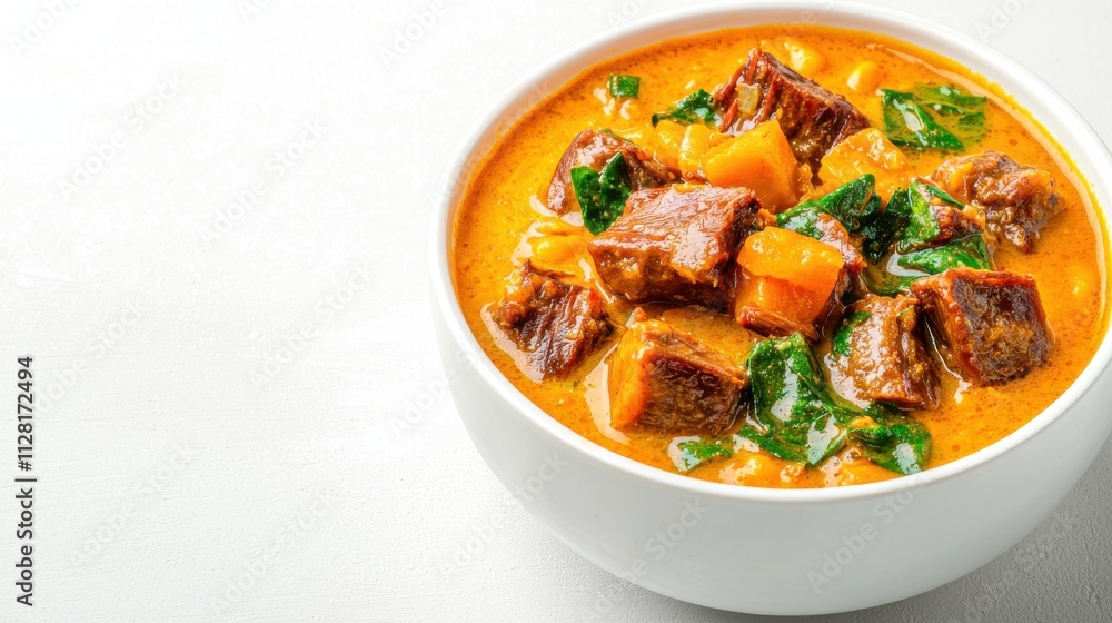 Steaming Hot and Hearty Homemade Vegetable Beef Stew Simmered with Aromatic Spices in a Bowl Steaming Hot and Hearty Homemade Vegetable Beef Stew Simmered with Aromatic Spices in a Bowl