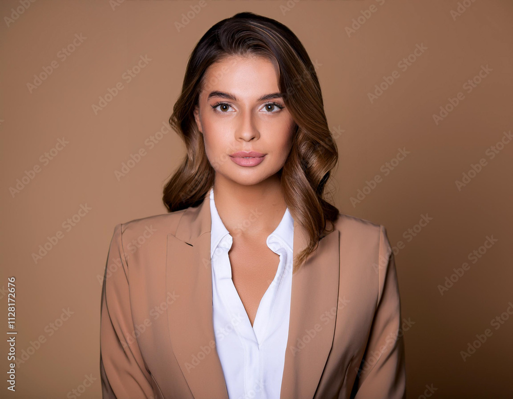 Professional Businesswoman Headshot with Mocha Mousse Background Professional Businesswoman Headshot with Mocha Mousse Background