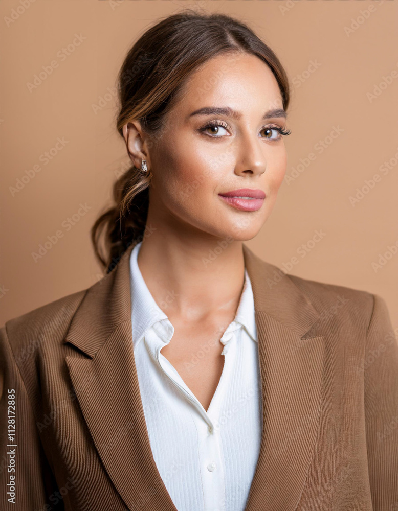 Professional Businesswoman Headshot with Mocha Mousse Background Professional Businesswoman Headshot with Mocha Mousse Background