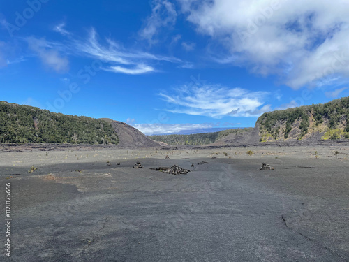 volcano crate and sky