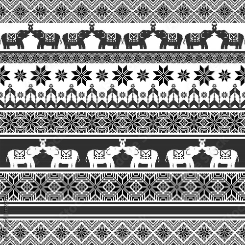  Celebrating elephants, elephant festival , elephant pants from Thailand, Vector about pixel pattern for making fabric or background,กางเกงช้าง