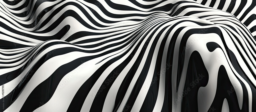 Obraz premium Abstract Black and White Wavy Stripes Illusion