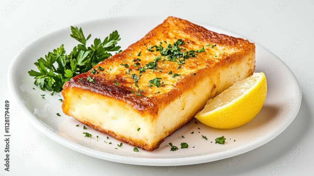 Perfectly Seared Snapper Fillet with Lemon and Parsley on White Plate Perfectly Seared Snapper Fillet with Lemon and Parsley on White Plate