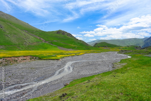 Kyzylkol river valley on the Emmanuel Glade near Mount Elbrus photo