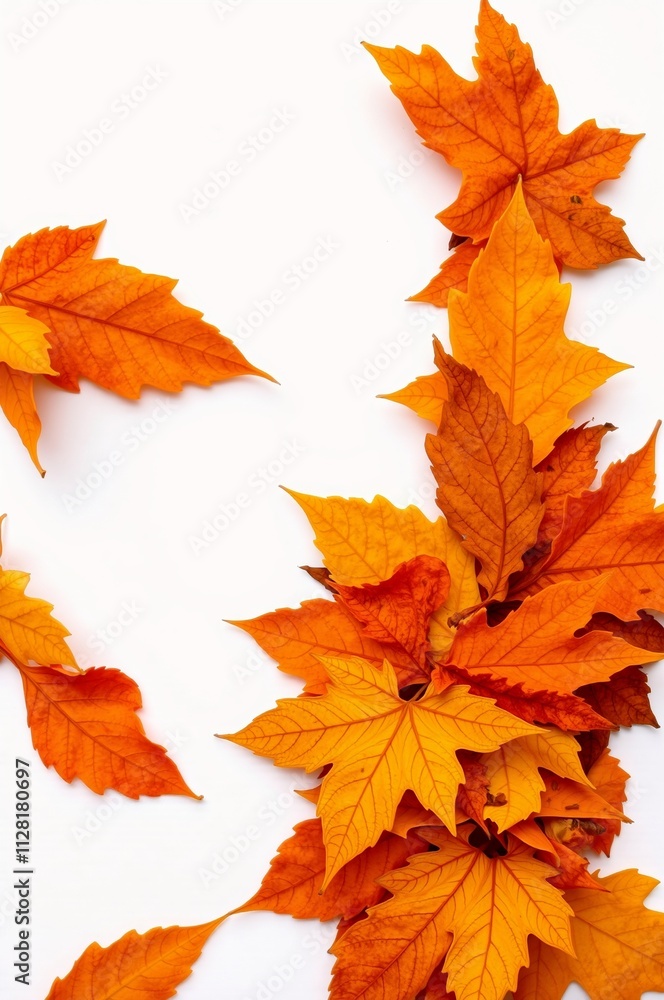 Fototapeta premium Vibrant Autumn Leaves Arrangement on White Background