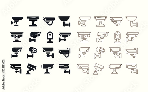 office surveillance camera, CC TV Camera, Security camera, office surveillance icon set, CC TV vector icon