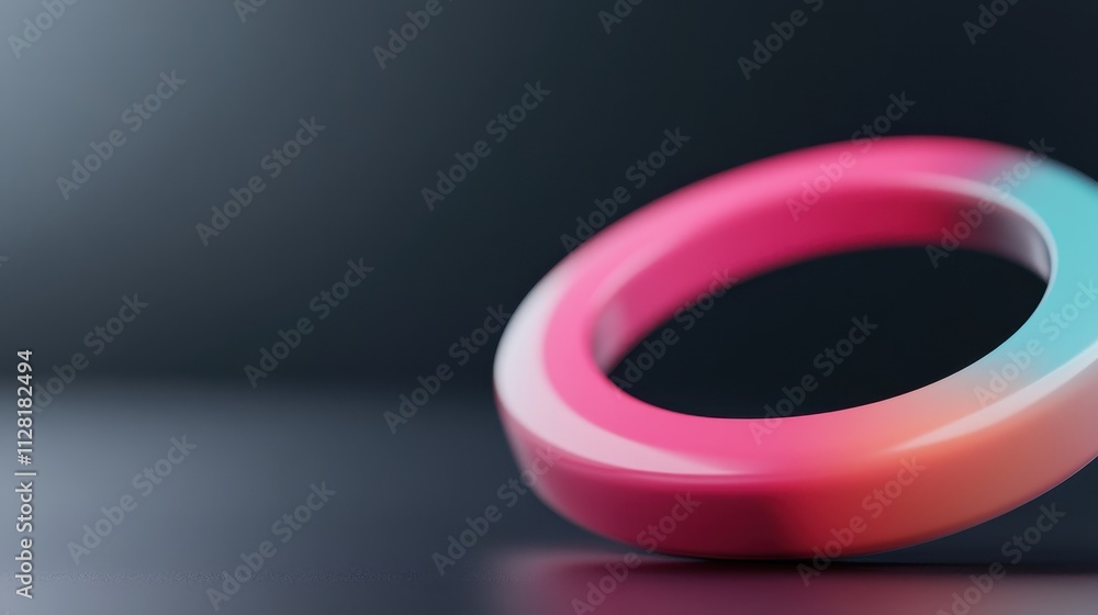 Vibrant Geometric Ring with Glowing Gradient Colors Against Dark Background Vibrant Geometric Ring with Glowing Gradient Colors Against Dark Background