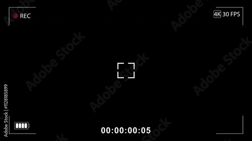Video Camera Recording Screen Black Background 4K Animation.