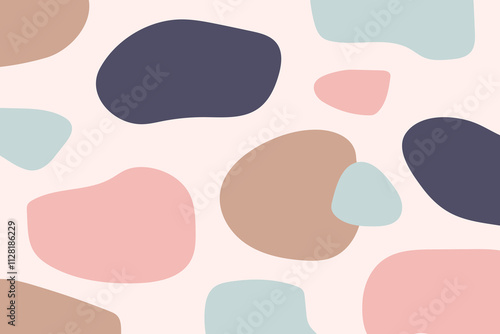 Abstract organic shapes pattern. Modern texture of pastel colorful wallpaper. Vector illustration
