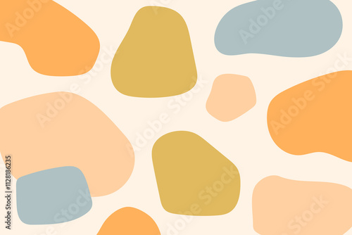 Abstract organic shapes pattern. Modern texture of pastel colorful wallpaper. Vector illustration