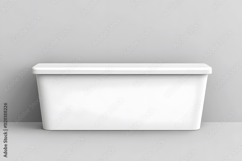 A blank white portable exhibition counter, shown as a realistic vector mockup, suitable for trade show promotional table display stands and design templates A blank white portable exhibition counter, shown as a realistic vector mockup, suitable for trade show promotional table display stands and design templates