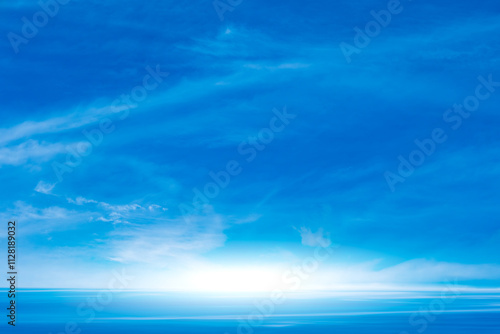 Panorama of cloud clear sky background for summer vacation concept at ocean and summer sea water with sunlight of beautiful cloudy 