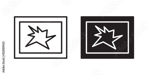 Broken window icons in flat and line style set.