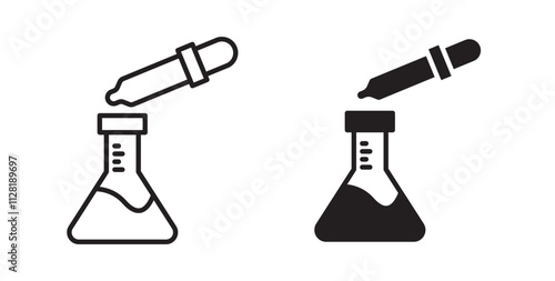 Chemical test icons in flat and line style set.