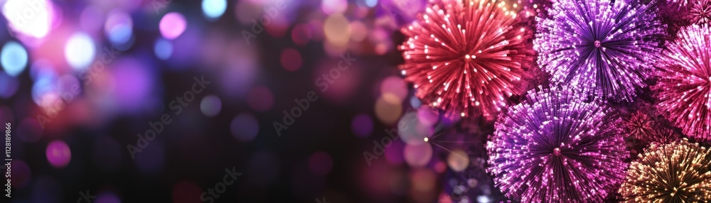 Festive Fireworks Display with Bokeh Background
