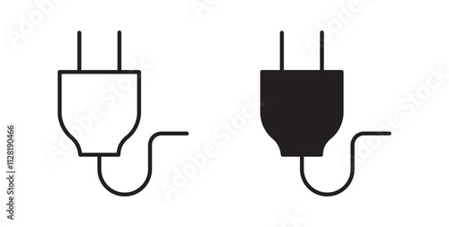 Electrical plug icons in flat and line style set.