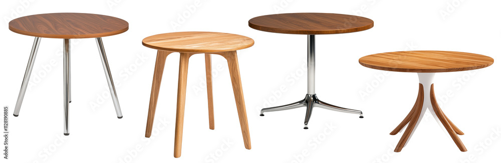 PNG round wooden tables set PNG round wooden tables set