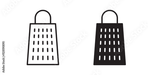 Grater icons in flat and line style set.