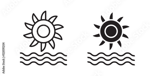 Hydro power icons in flat and line style set. photo