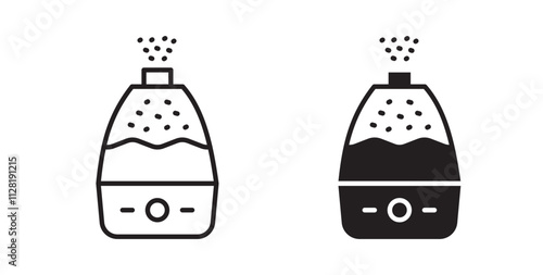 Humidifier icons in flat and line style set.