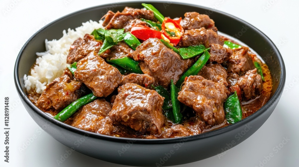 Savory Beef Curry Rice Bowl with Vibrant Vegetables Savory Beef Curry Rice Bowl with Vibrant Vegetables