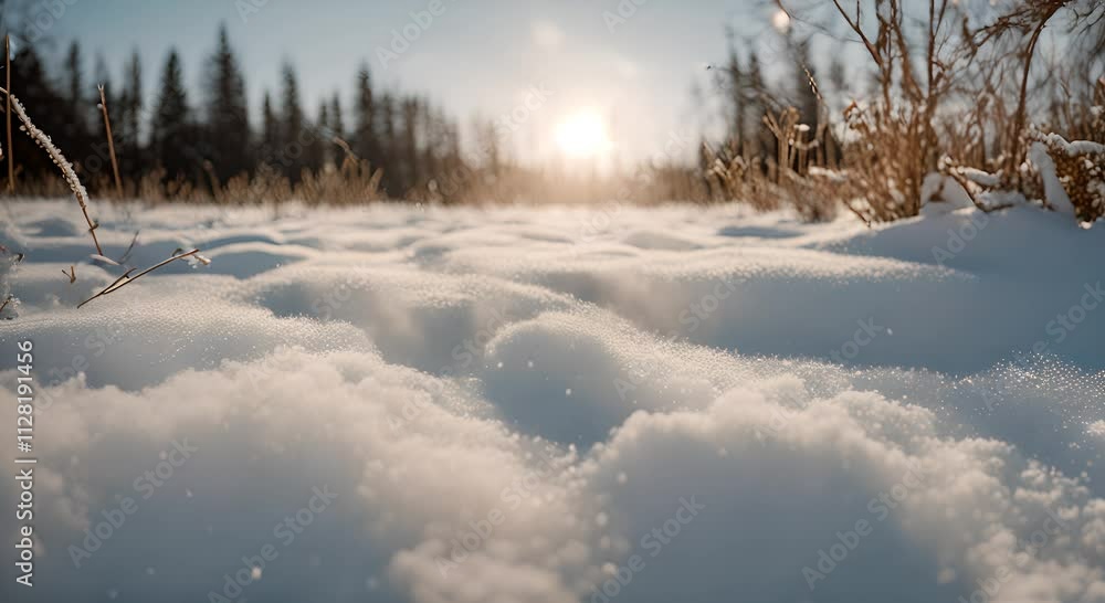 Winter's Soft Embrace: Sunlit Snow Drifts in Forest Winter's Soft Embrace: Sunlit Snow Drifts in Forest