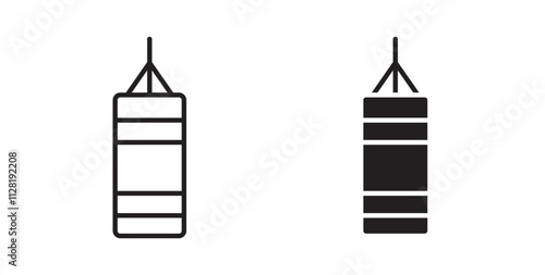 Punching bag icons in flat and line style set. photo