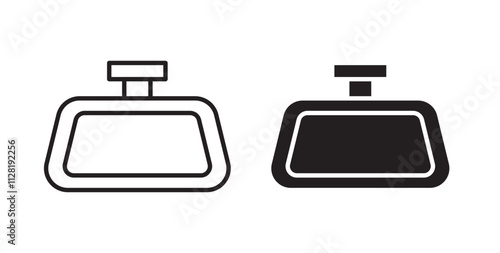 Rear mirror icons in flat and line style set.