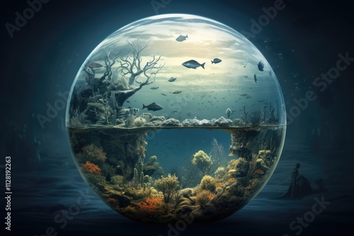 world under water with the ocean photo