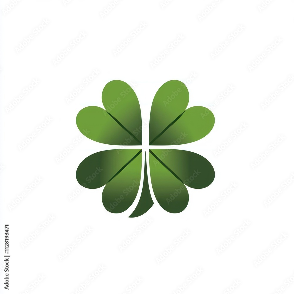 Gradient green four-leaf clover isolated on white. Gradient green four-leaf clover isolated on white.