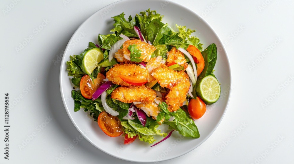 Fresh and Vibrant Vegetable Salad on White Plate with Healthy Ingredients Fresh and Vibrant Vegetable Salad on White Plate with Healthy Ingredients