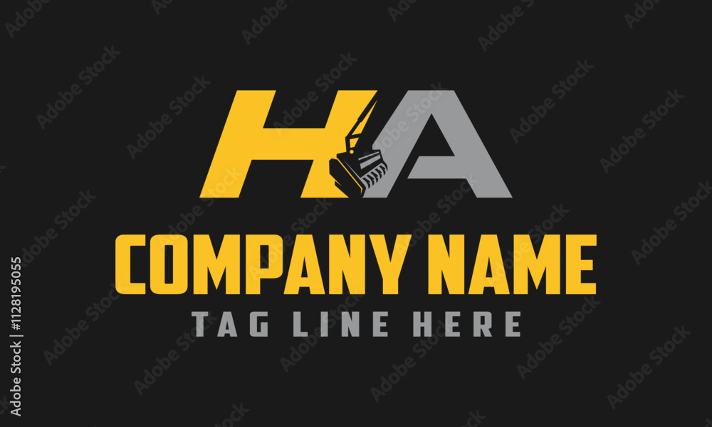 Letter HA mulching, excavator logo vector , Land Clearing Mulcher vector art Letter HA mulching, excavator logo vector , Land Clearing Mulcher vector art
