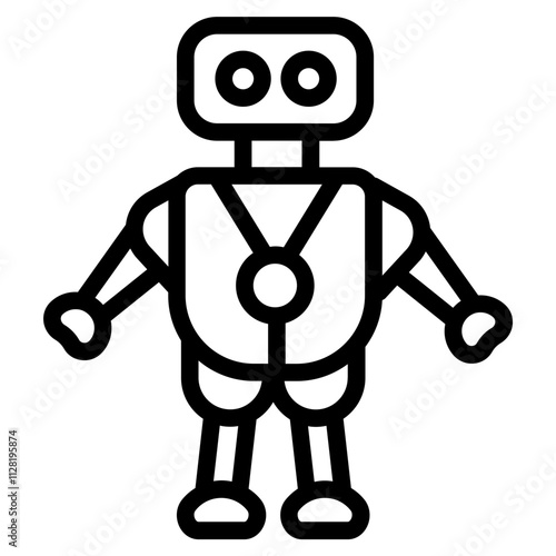 Humanoid robot Line Icon