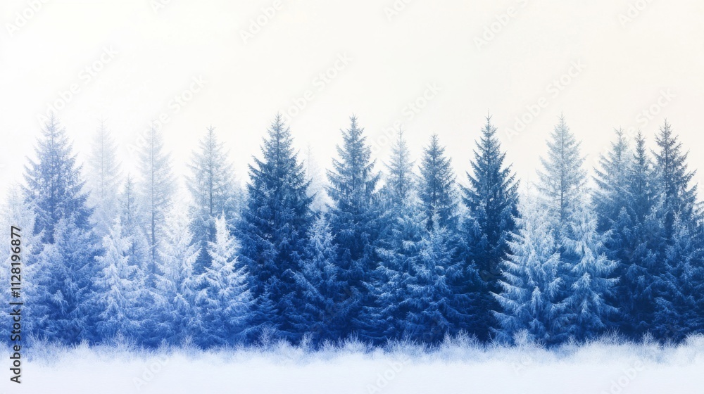 Frosty Winter Pine Trees In A Snowy Forest Frosty Winter Pine Trees In A Snowy Forest