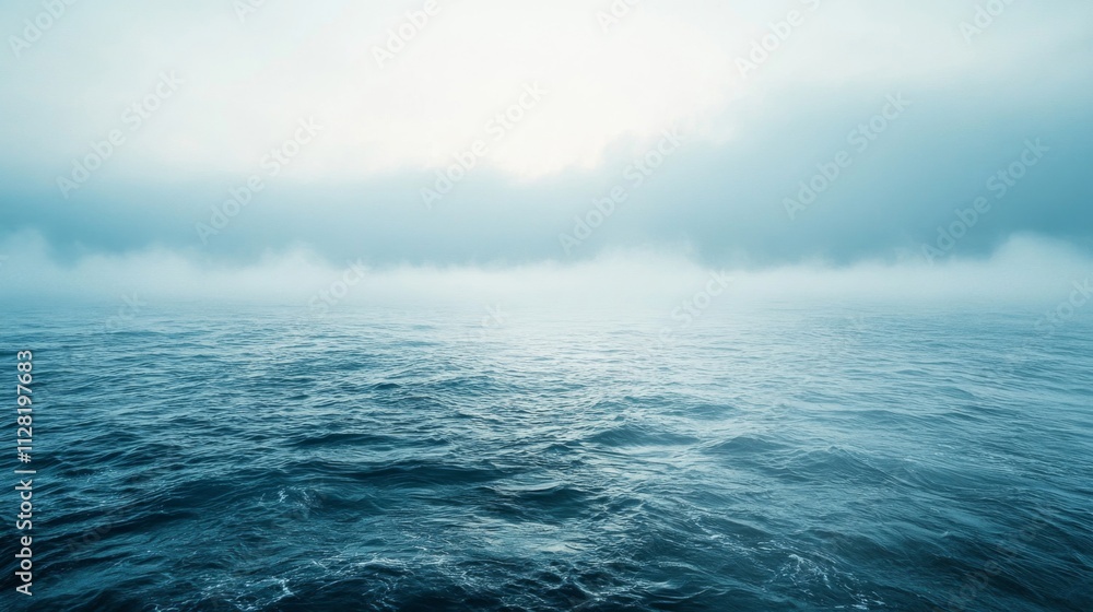 Fototapeta premium Misty Ocean Waves Under a Cloudy Sky