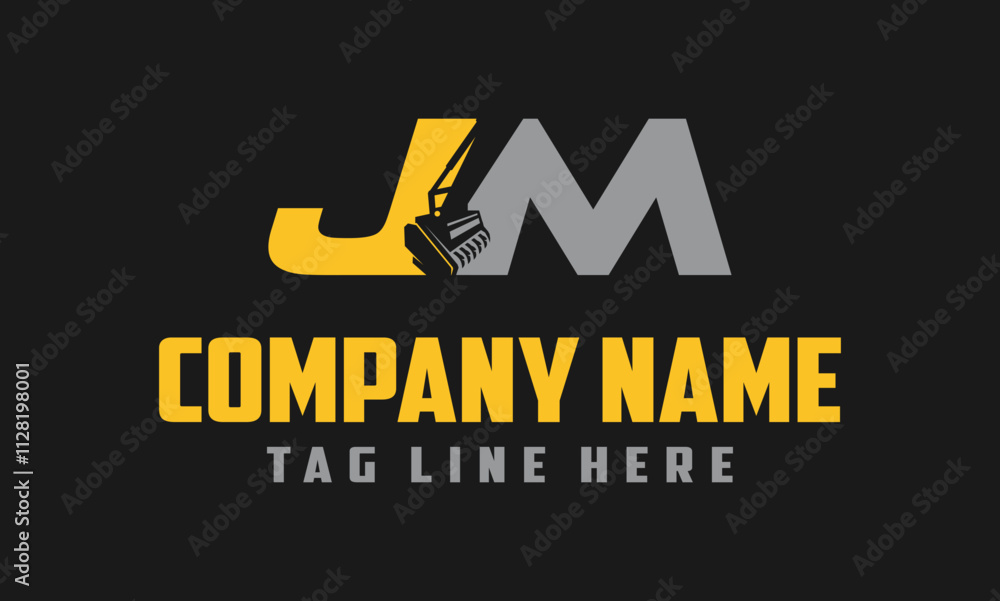 Letter JM mulching, excavator logo vector , Land Clearing Mulcher vector art Letter JM mulching, excavator logo vector , Land Clearing Mulcher vector art
