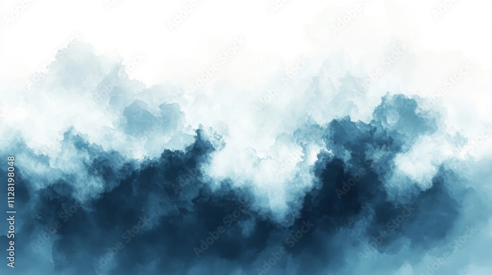 Abstract Watercolor Landscape In Shades Of Blue Abstract Watercolor Landscape In Shades Of Blue