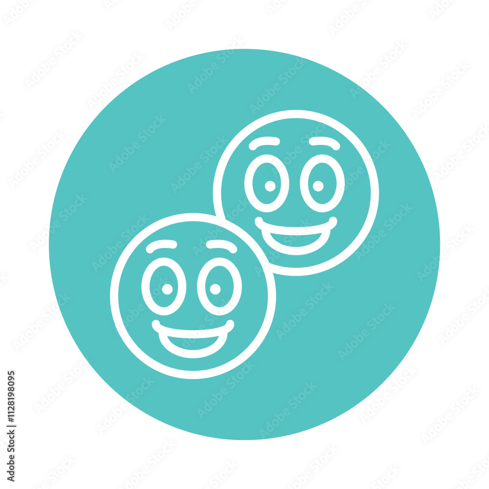 Obraz premium Happy Faces Vector Circle Outline Icon. Eps file 10