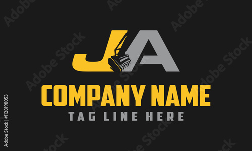 Letter JA mulching, excavator logo vector , Land Clearing Mulcher vector art	