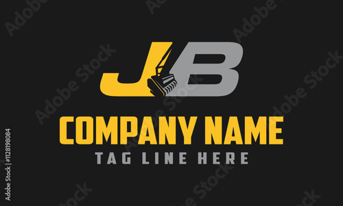 Letter JB mulching, excavator logo vector , Land Clearing Mulcher vector art	