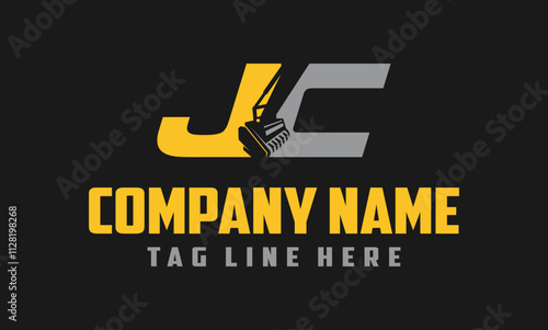 Letter JC mulching, excavator logo vector , Land Clearing Mulcher vector art	