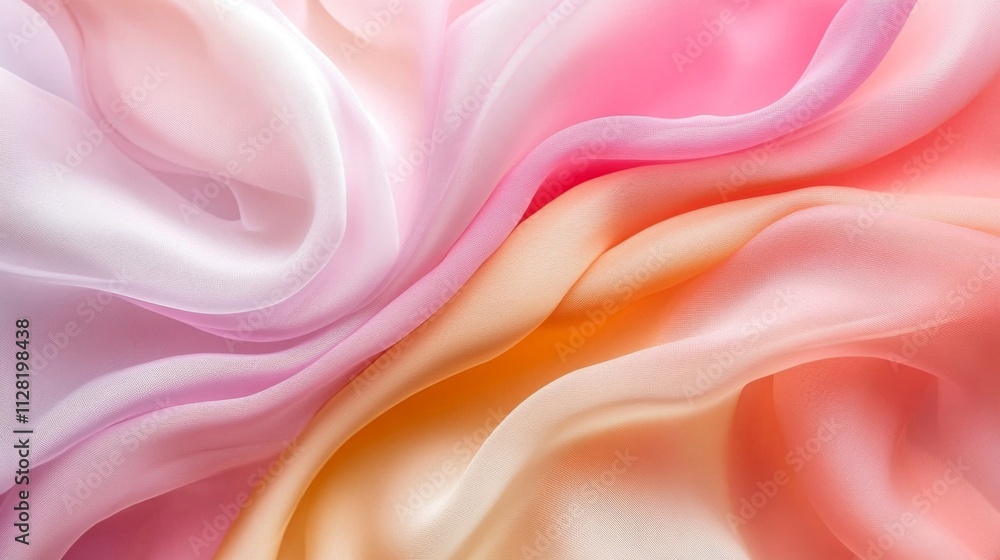Fototapeta premium Soft Pastel Ombre Silk Fabric Draped Beautifully