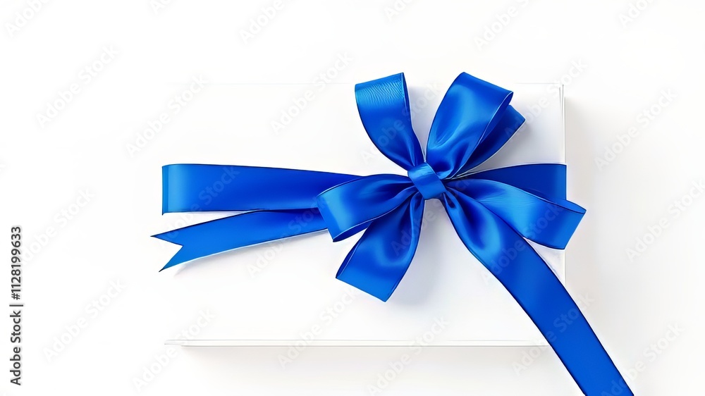 Decorative White Gift Card Design with Blue Bow - Vibrant AI Art Decorative White Gift Card Design with Blue Bow - Vibrant AI Art